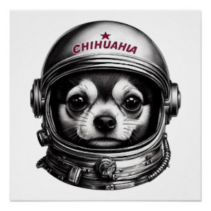 Pôster Chihuahua, Viajante Retro Cão Espacial Soviético
