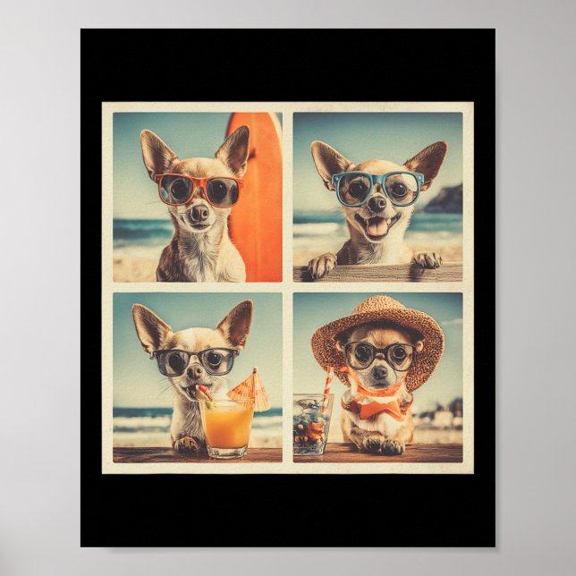 Poster Chihuahuas Legais Óculos de Sol Cachorros Fofos Ca (Frente)