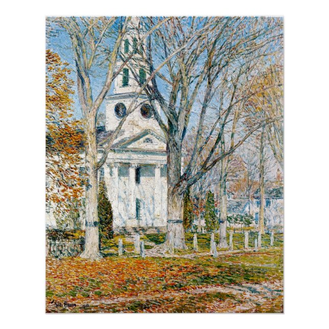 Pôster Childe Hassam, Igreja em Old Lyme, (Frente)