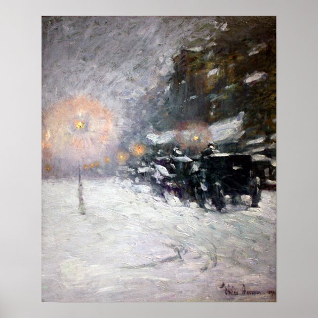 Poster Childe Hassam Winter, meia-noite (Frente)