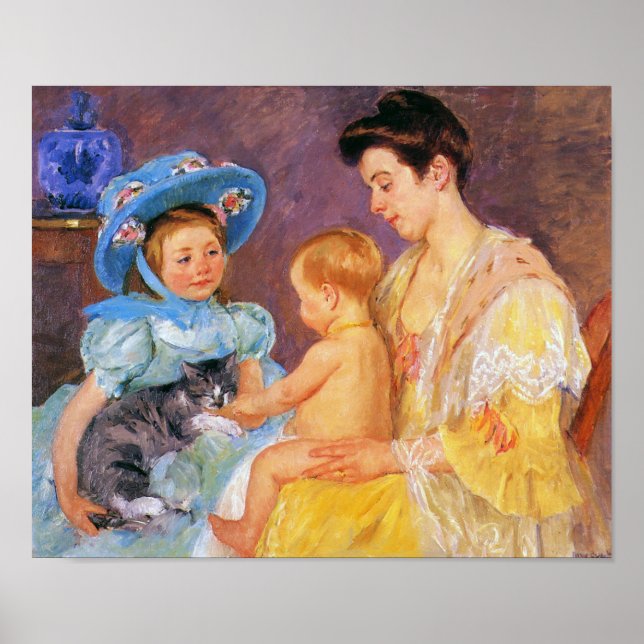 Poster Children Playing with a Cat, Mary Cassatt (Frente)