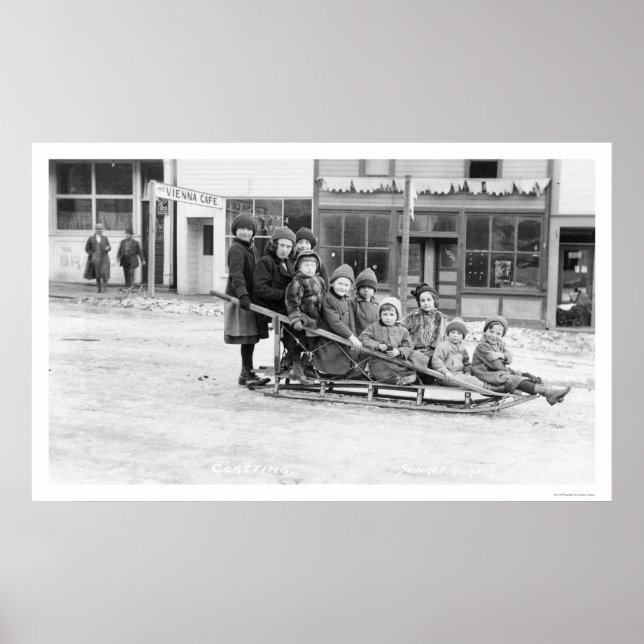 Pôster Children Sleigh Seward Alaska 1912 (Frente)