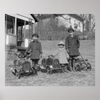 Children with Pedal Cars, 1924. Vintage Photo