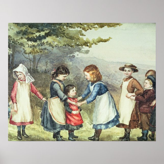 Poster Children's Games, c.1880 (w/c on paper) (Frente)
