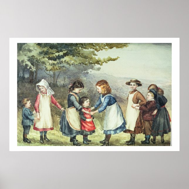 Pôster Children's Games, c.1880 (w/c on paper) (Frente)