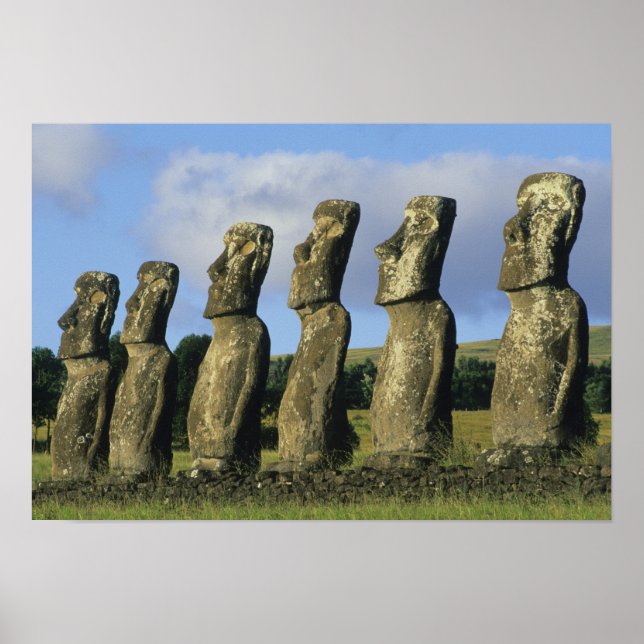 Poster Chile, Ilha da Páscoa, Rapa Nui, Ahu Akivi (Frente)