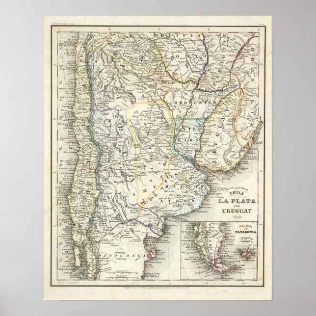 Pôster Chili, Argentina, América do Sul (Frente)