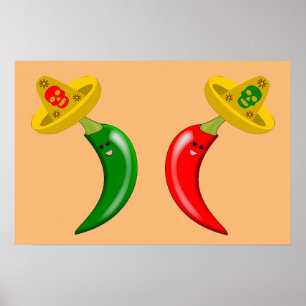 Poster Chilis do Dia dos Mortos Mexicanos