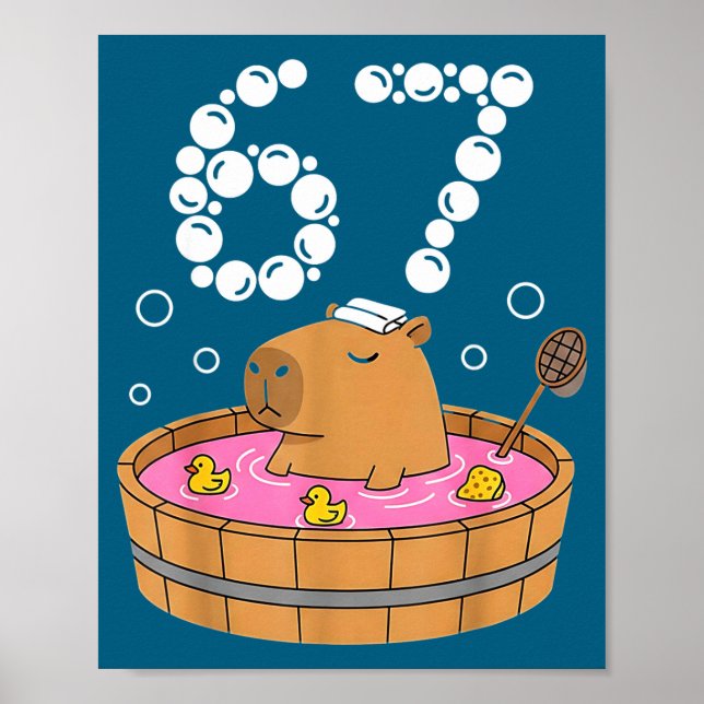 Poster Chill Bath Tub Capybara Sauna 67 Relaxed Animal Fu (Frente)