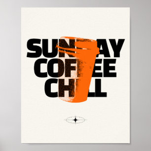 Poster Chill de Café de Domingo - Gráfico Urbano de Meia-