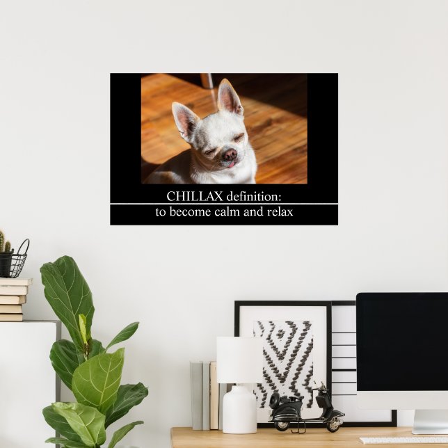 Poster Chillax Chihuahua sonolento língua relaxada Foto (Escritório em casa)