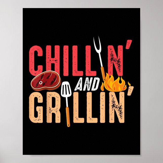 Poster Chillin E Grillin Barbecue Party (Frente)