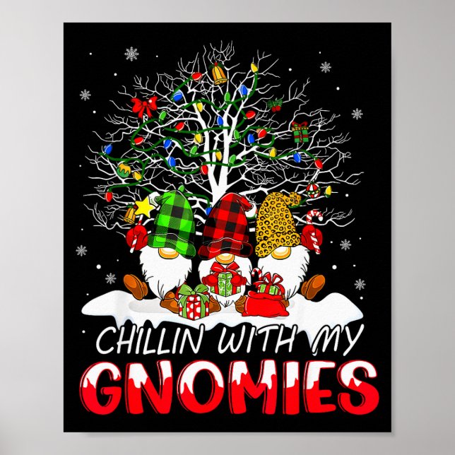 Poster Chillin With My Gnomies Funny Christmas Family Fri (Frente)