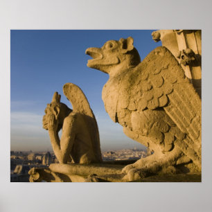 Pôster Chimera na fachada da Catedral de Notre Dame,