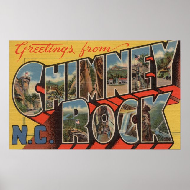 Poster Chimney Rock, Carolina do Norte (Frente)
