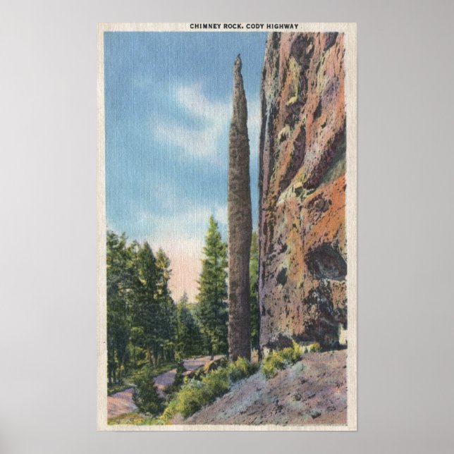 Poster Chimney Rock em Cody Highway, Montana View (Frente)