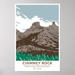 Poster Chimney Rock National Monument Colorado Vintage