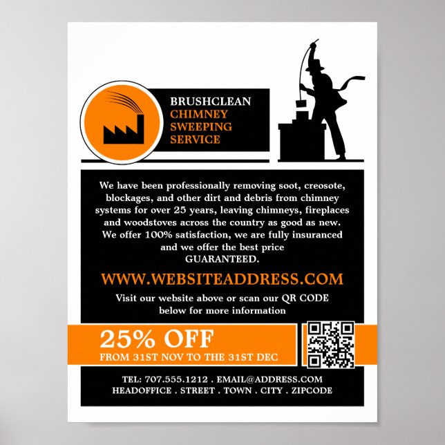 Poster Chimney Sweep Logo Design Chimney Sweep Sweep Serv (Frente)
