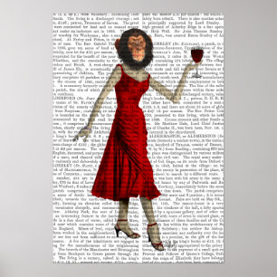 Pôster Chimpanzé com vinho