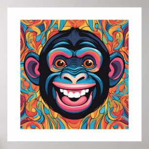 Poster Chimpanzé Engraçado e Louco