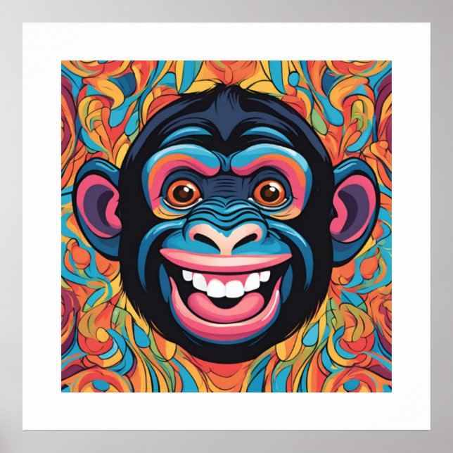 Poster Chimpanzé Engraçado e Louco (Frente)