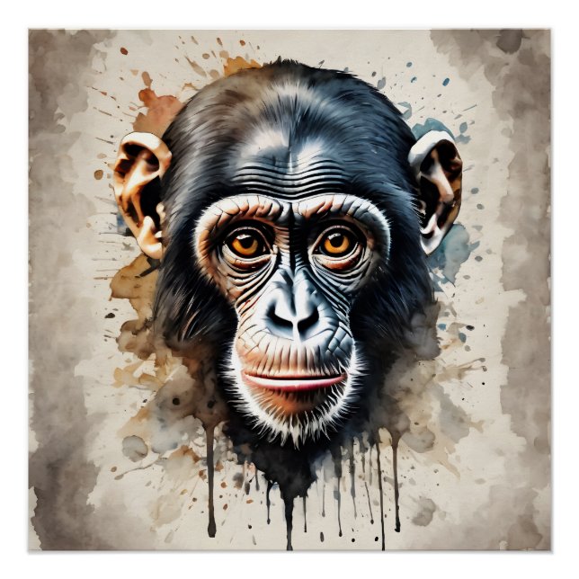 Pôster Chimpanzé n.o 1 Poster brilhante (Frente)