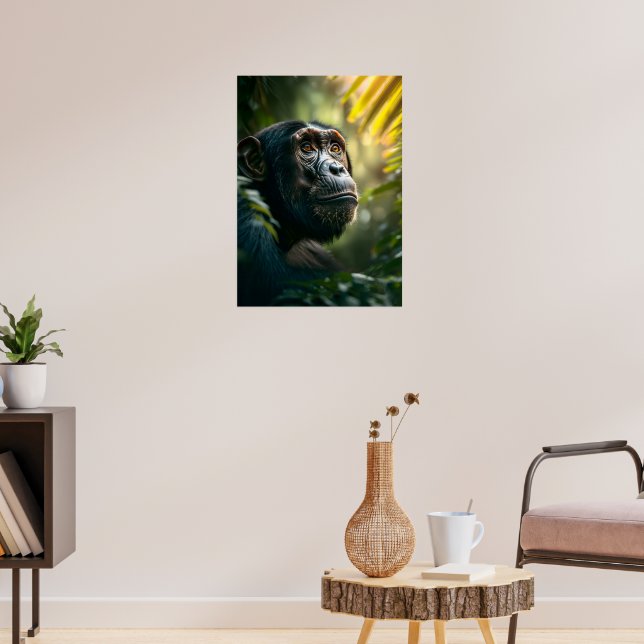 Poster Chimpanzé ponderado na selva (Sala de Estar 3)