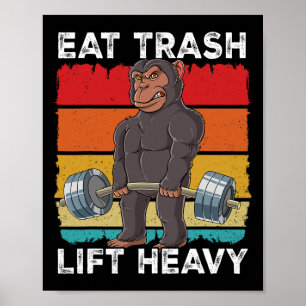 Poster Chimpanzee Gym Formação Em Peso Coma Lixo Levante
