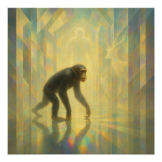 Pôster Chimpanzee in the Prism Light Hall – GeoWild Art