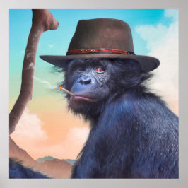 POSTER CHIMPANZEE MONKEY CHIMPIANNA JONES