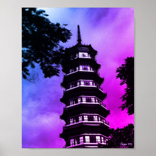 Poster China Antiga Cantão a pagode florida