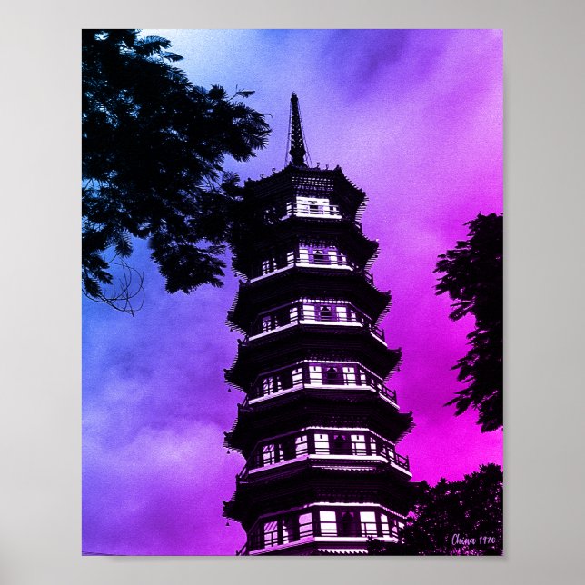 Poster China Antiga Cantão pagode florida (Frente)