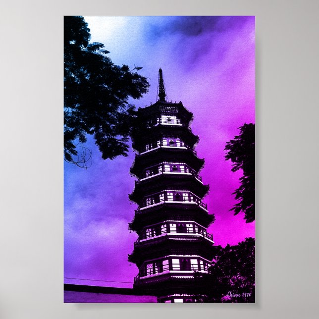 Poster China Antiga Cantão pagode florida (Frente)