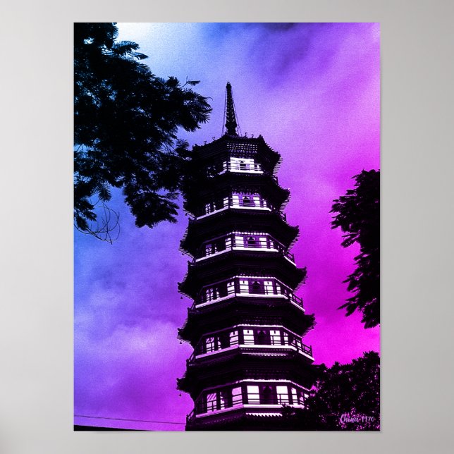 Poster China Antiga Cantão pagode florida (Frente)