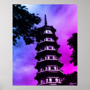 Poster China Antiga Cantão pagode florida