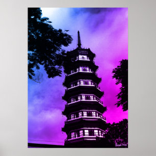 Poster China Antiga Cantão pagode florida