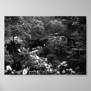 Poster China Antiga Xangai turistas do jardim Yuyuan