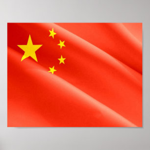 Poster China - Bandeira chinesa - acenando -