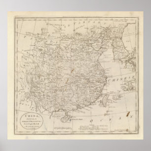 Pôster China, dividida nela é grandes províncias
