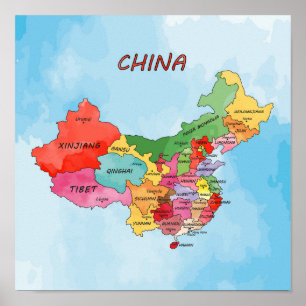 Poster China Map trabalho de arte