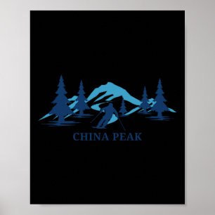 Poster China Pico na Califórnia Ski Resort Skiier