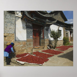 Poster CHINA, Província de Yunnan, Tianshengying. Secagem