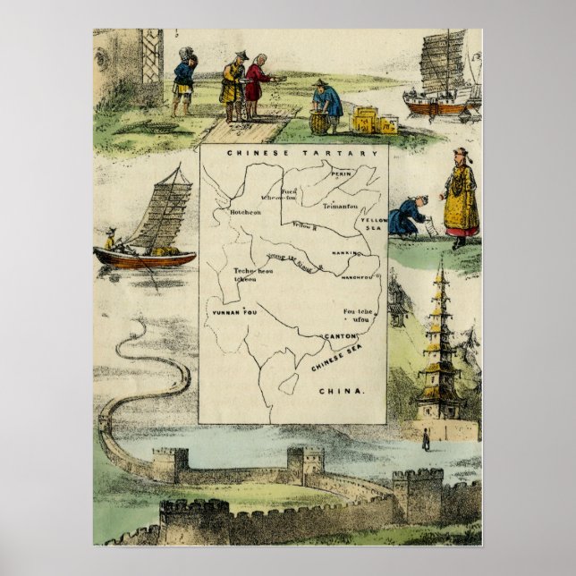 Poster CHINA & THE CHINESE PESSOAS c1840 (Frente)