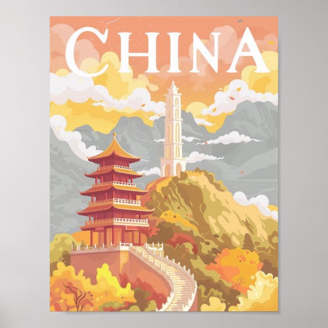 Poster China Tiongkok Vintage Viagem (Frente)