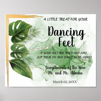 Poster Chinelos de Pés Dançam Sinal Tropical de Casamento