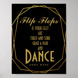 Poster Chinelos Dourados e Pretos com deco de arte elegan