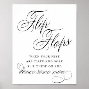 Poster Chinelos Elegantes Caligrafia Negra Sinal de Fav