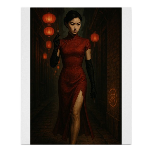 Pôster Chinês Qipao Assassin - Código na Crimson (Frente)