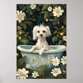 Poster Chinese Crested Dog In Bathtub Poster, Funny Dog