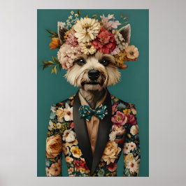 Poster Chinese Crested Dog In Suit Poster, Chinese